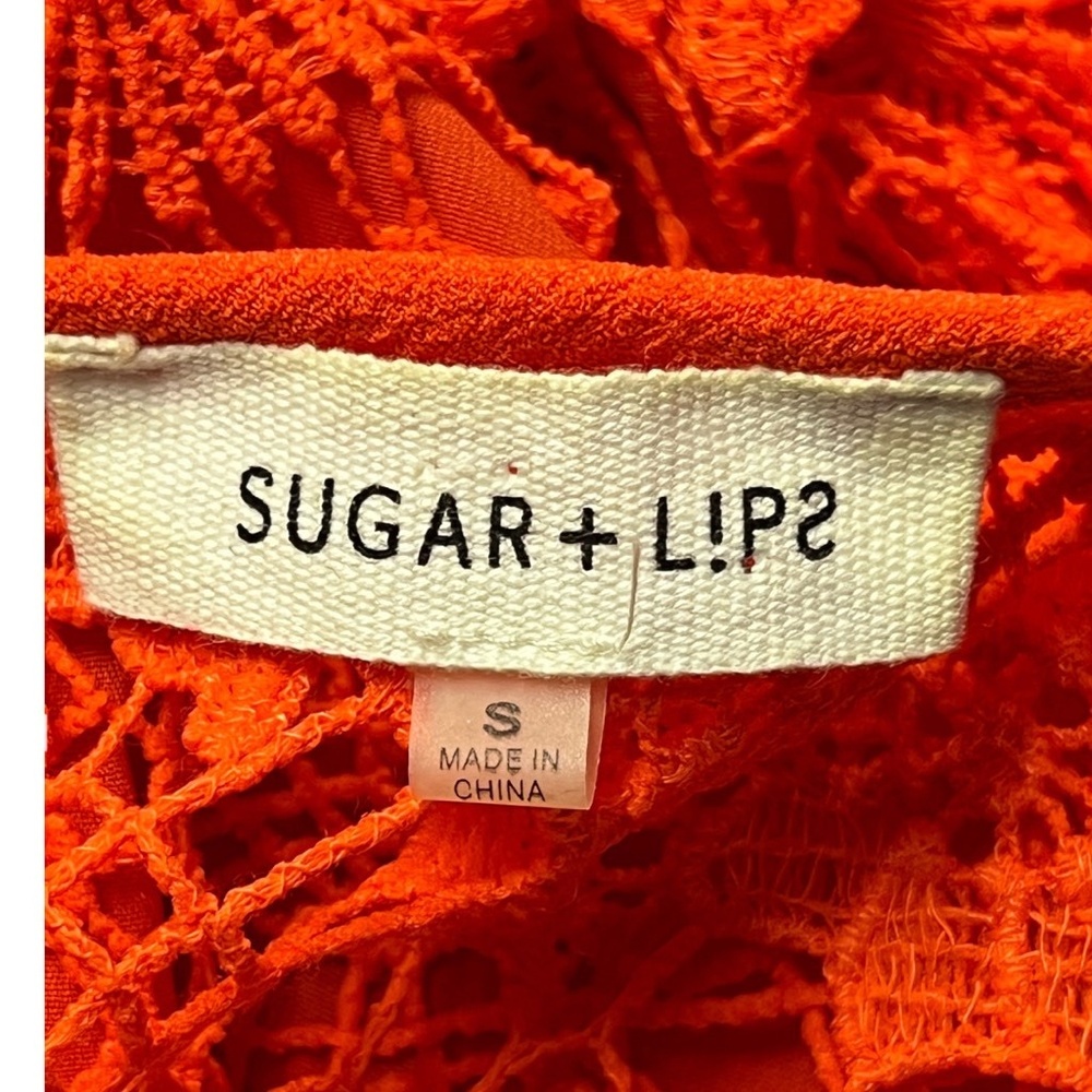 Sugarlips A Line Sleeveless Dress S Orange Floral Lace Overlay Feminine Chic - Picture 8 of 9